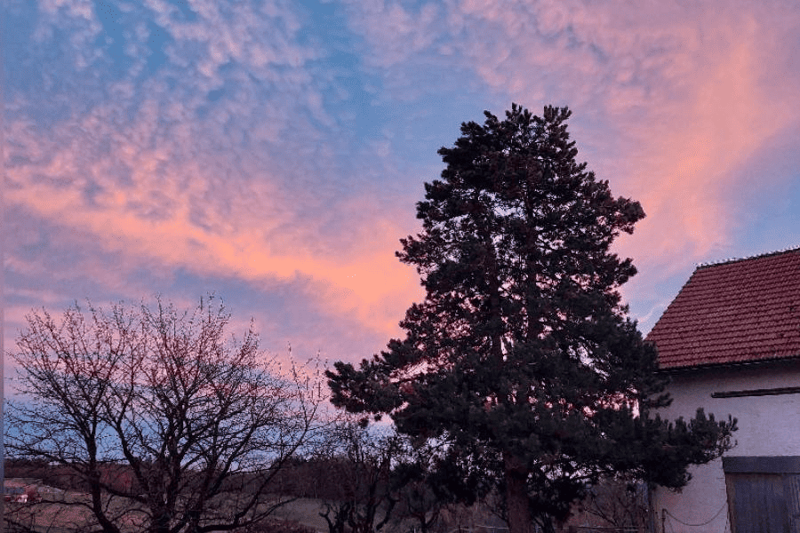 Rückblick auf den Tag bei Sonnenuntergang