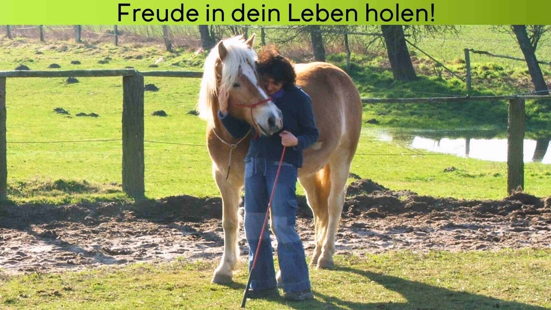 Marianne in Verbundenheit und Freude mit Haflinger Anton im Freestyle